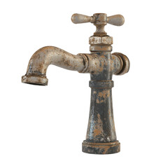 Old Rusty Faucet Isolated on PNG Transparent Background