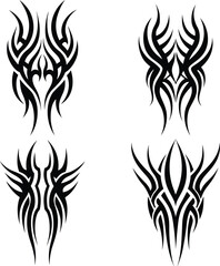 Tribal Tattoo Designs - Symmetrical Black Pinstripe Tribal Art Collection.