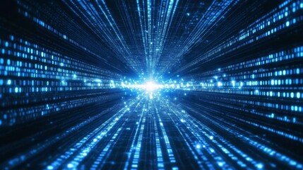 Obraz premium Intense digital landscape fiery data streams flow