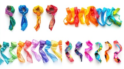 Colorful Fabric Ribbons and Scarfs