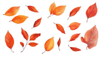 Obraz premium Autumn Leaves Watercolor Illustration
