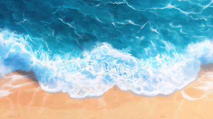 Beautiful Front View of Atlantic Ocean Waves on the Beach for 2024 Summer Vacation