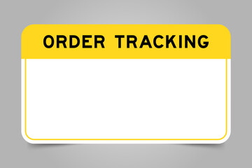 Label banner that have yellow headline with word order tracking and white copy space, on gray background