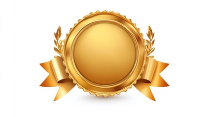 Golden seal with ribbons achievement award success celebration prestige honor victory triumph excellence quality recognition accomplishment reward