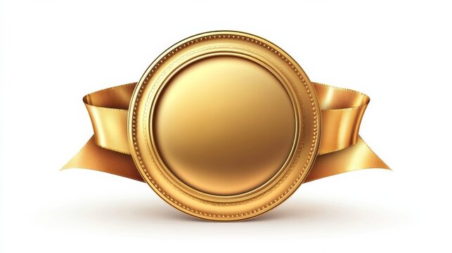 Golden seal with ribbons achievement award success celebration prestige honor victory triumph excellence quality recognition accomplishment reward