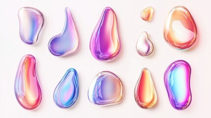 Abstract iridescent liquid shapes playful vibrant