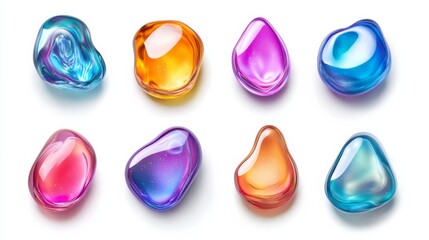 Abstract iridescent liquid shapes playful vibrant