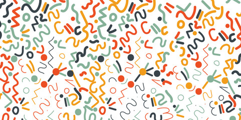 Seamless colorful geometric pattern. Fashion 80-90s. Hipster Memphis style.