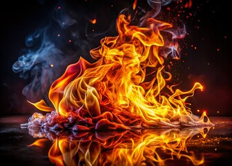 Obraz premium Captivating Conceptual Photography of Fire and Flames Representing Passion, Energy, and Transformation in an Abstract Composition with a Dark Background