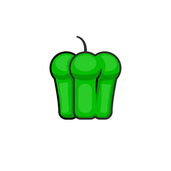Vibrant cartoon-style green bell pepper illustration with a bold black outline, perfect for logos, designs, or culinary themes.