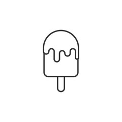 A charming illustration of a popsicle with a pink glaze dripping down, stylized in a outline appearance.