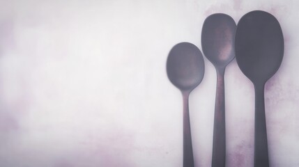 Three Dark Spoons on a Light Surface