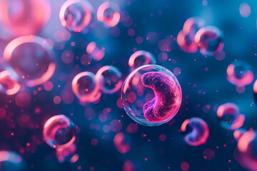 Group of purple blobs floating in space.