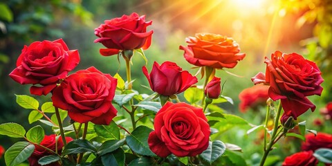 Captivating Documentary Photography of a Bunch of Red Roses in a Natural Setting, Showcasing Their Vibrant Colors and Delicate Petals Against a Soft Background