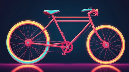 Fototapeta premium A vibrant pink bicycle with colorful tire accents