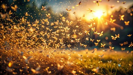 Naklejka premium Captivating Documentary Photography of Flying Particles in Motion, Showcasing the Beauty of Nature's Microelements, and Their Impact on Our Environment and Health