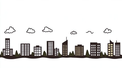 Fototapeta premium City Skyline Silhouette Illustration