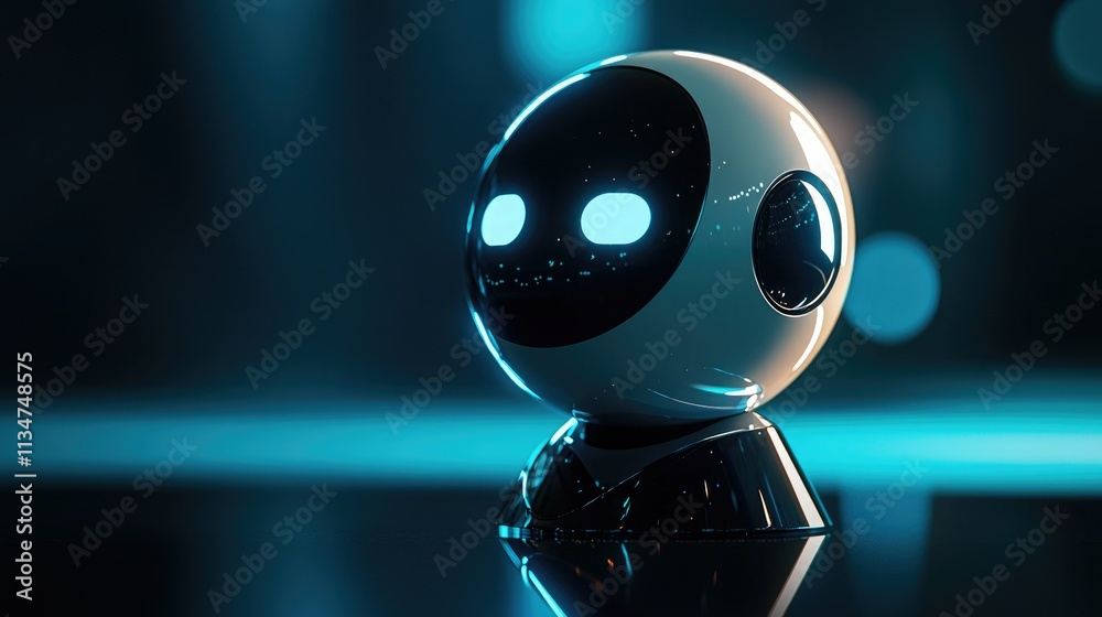 Aufkleber A simple AI robot icon with a sleek metallic finish, displayed on a glowing background, representing artificial intelligence in a tech-driven world. 