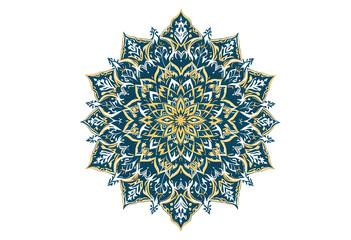 Ornate Mandala Design with Gold Accents on a White Background