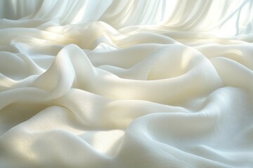 Obraz premium textured white fabric close up natural light ethereal soft creases folds minimalistic photography