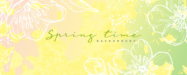 Spring abstract vector background with flowers. Art illustration for card, banner, invitation, poster, advertising