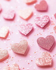Fototapeta premium Pink Glitter Hearts: Romantic Valentine's Background