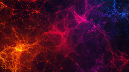Fototapeta premium Quantum Entanglement Simulation: Interconnected Particles, Vivid Color Gradients