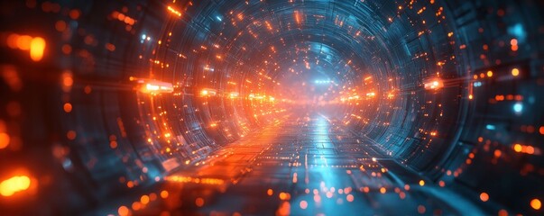 Obraz premium Futuristic Abstract Landscape with Metallic Structures in Cyberpunk Style