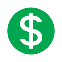 Green round shape with united states dollar sign icon vector illustration design on white background.