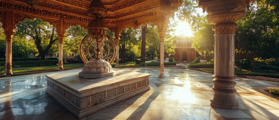 Golden Pavilion Sikh Garden Prayer Wheel Sunrise