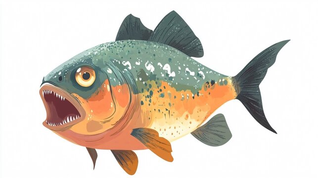colorful piranha fish with open mouth clip art preview