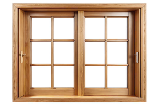 wooden window isolated on white background