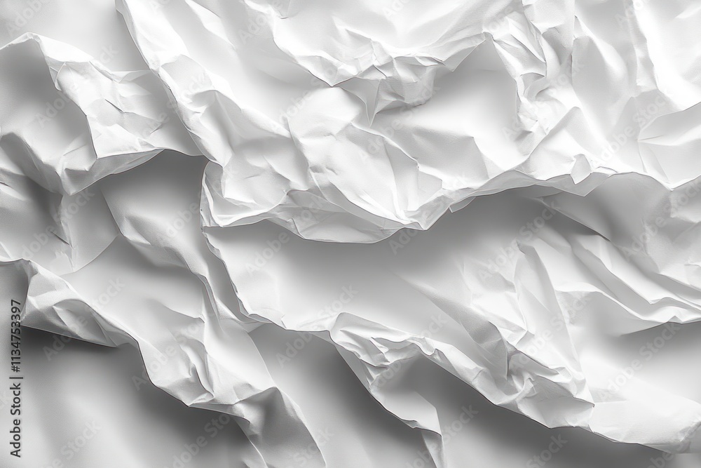 Aufkleber crumpled white paper texture background with creases and wrinkles for graphic design