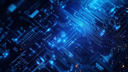 Fototapeta premium Abstract Circuitry: Blue and Black