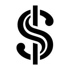 Black us dollar sign logo. Usd dollar logo icon vector illustration design on white background.