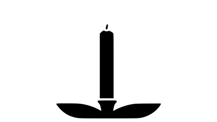 Obraz premium Classic black and white candle with flame in a metal holder icon