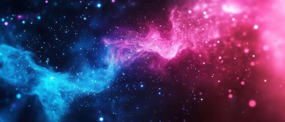 Fototapeta premium Vibrant Pink and Blue Nebula, Cosmic Space Background, Galaxy Art