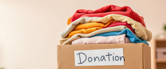 box is filled with clothes for donations