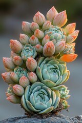 Obraz premium Colorful succulent plants display intricate patterns and vibrant hues in a natural outdoor setting during daylight hours