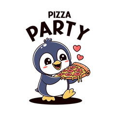penguin with a pizza