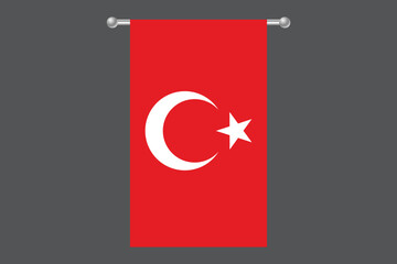 Turkey flag, The flag of Turkey, Flag of Turkey national country symbol illustration Vector, Rectangle Turkey flag illustration, Flat vector illustration
