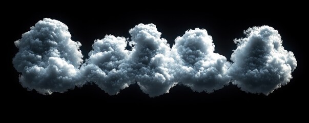 Cloud Numbers 0 to 9 Collection - Fluffy Smoke Typography - White on Black Background - Dramatic 3D Numerals and Letters - Uppercase Font