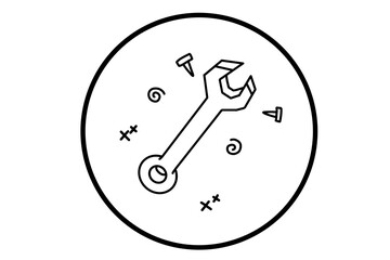 a drawing of a wrench
