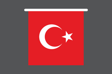 Turkey flag, The flag of Turkey, Flag of Turkey national country symbol illustration Vector, Rectangle Turkey flag illustration, Flat vector illustration
