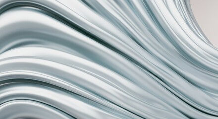 Abstract fluid metallic waves with smooth silver texture in motion
