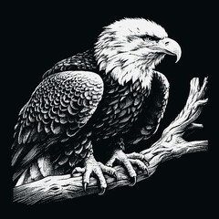 Eagle Vector, eagle silhouette, eagle Vector drawing, isolated on black background