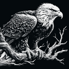 Eagle Vector, eagle silhouette, eagle Vector drawing, isolated on black background