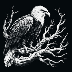 Eagle Vector, eagle silhouette, eagle Vector drawing, isolated on black background