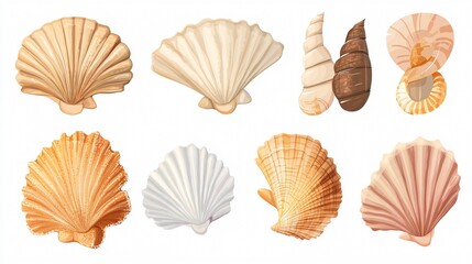 Obraz premium Seashell Vector Isolated One Single 2D Flat Vector Design Element