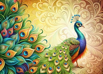 Captivating Intricate Peacock Design Showcasing Vibrant Feathers with Artistic Detail, Perfect for Home Decor or Fashion Inspirations, Ideal for Print or Digital Use